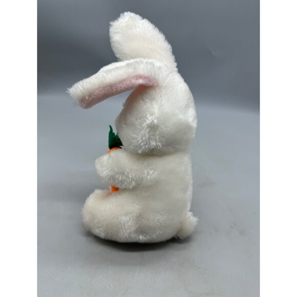 sasco White Plush Bunny Holding felt Carrot Stuffed Animal Toy pink 11" READ - Picture 3 of 4
